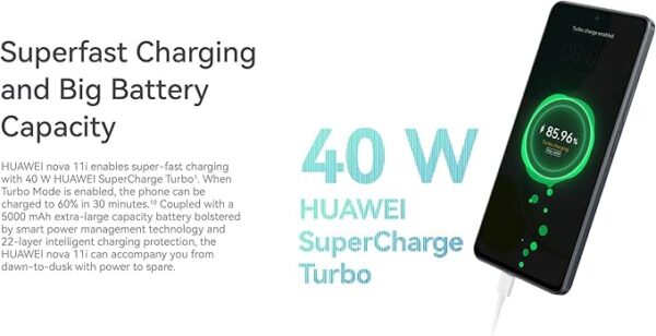 HUAWEI nova 11i SmartPhone, 6.8" FullView Display, 94.9% Screen-to-Body Ratio, 8GB+128GB, 40W SuperCharge, 5000 mAh Battery, 48MP High-Res Photography, 16MP Selfie Camera, Starry Black - Image 2