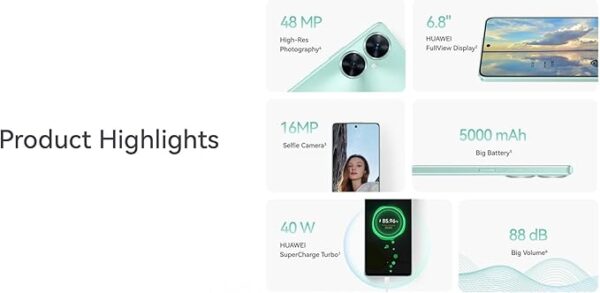 HUAWEI nova 11i SmartPhone, 6.8" FullView Display, 94.9% Screen-to-Body Ratio, 8GB+128GB, 40W SuperCharge, 5000 mAh Battery, 48MP High-Res Photography, 16MP Selfie Camera, Starry Black - Image 4