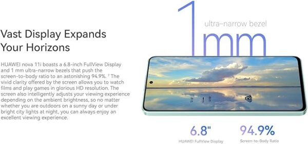 HUAWEI nova 11i SmartPhone, 6.8" FullView Display, 94.9% Screen-to-Body Ratio, 8GB+128GB, 40W SuperCharge, 5000 mAh Battery, 48MP High-Res Photography, 16MP Selfie Camera, Starry Black - Image 3