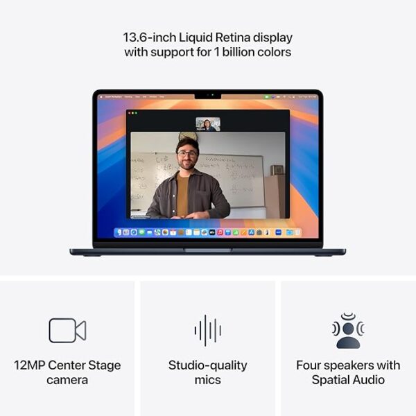 Apple 2025 MacBook Air (13-inch, Apple M4 chip with 10-core CPU and 8-core GPU, 16GB Unified Memory, 256GB) - Midnight;Arabic/English - Image 4