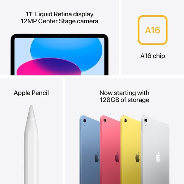 Apple iPad 11-inch: A16 chip, 11-inch Model, Liquid Retina Display, 128GB, Wi-Fi 6, 12MP Front/12MP Back Camera, Touch ID, All-Day Battery Life — Blue - Image 2