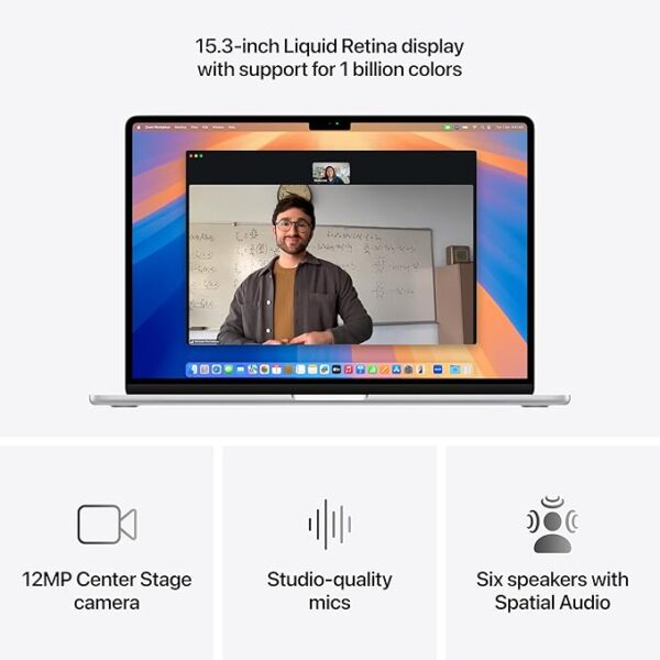 Apple 2025 MacBook Air (15-inch, Apple M4 chip with 10-core CPU and 10-core GPU, 16GB Unified Memory, 256GB) - Silver;English - Image 2